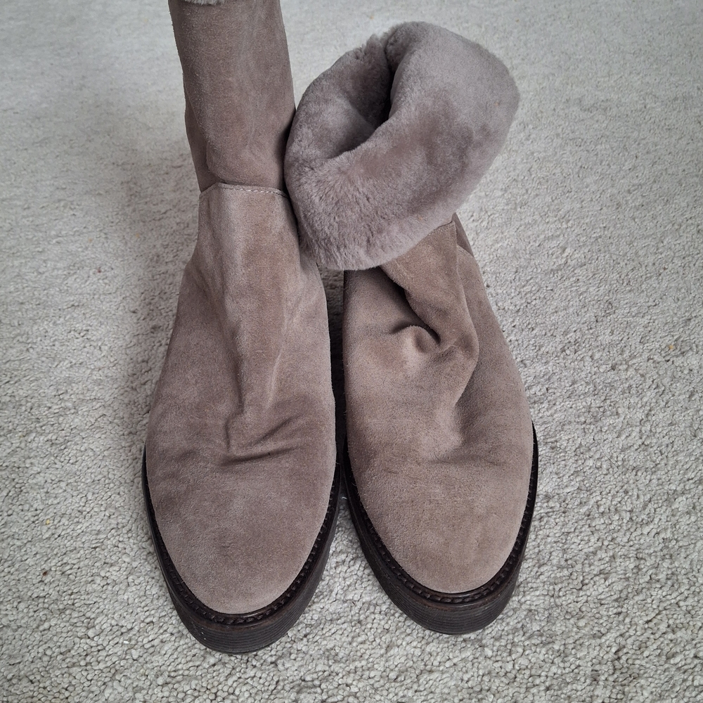 Aquatalia Women's Suede Weatherproof Ankle Boots - Tan